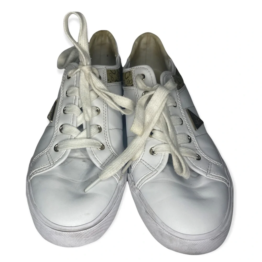 Guess Mens Comly Fashion Sneakers Shoes White Brown Monogram  size 8.5 - Picture 2 of 7